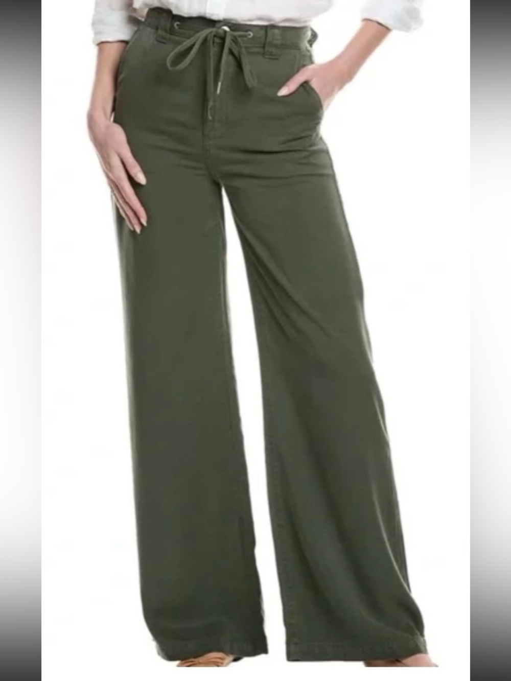 HUDSON Olive Green High Waisted Wide Leg Drawstring Pants Size 25 / 26